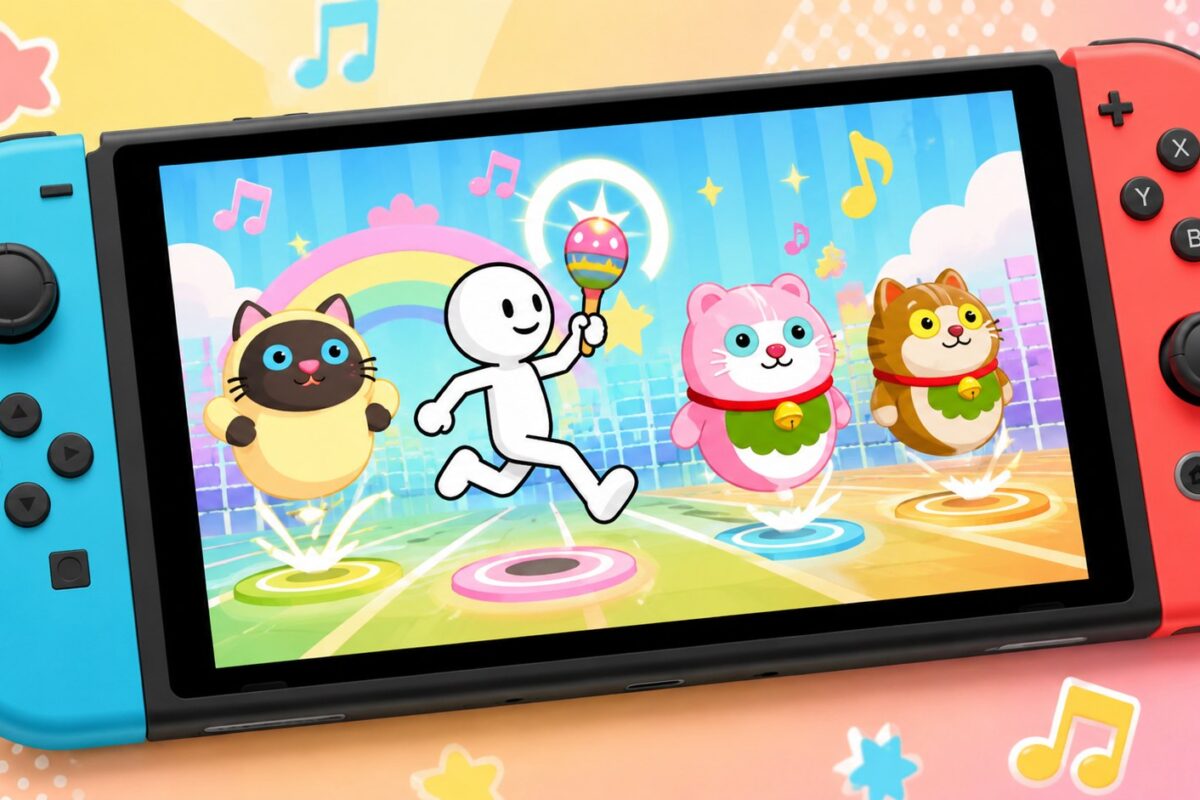 Rhythm Paradise Groove sort le 2 juillet 2026 sur Nintendo Switch au prix de 39,99 €. Découvrez le contenu de la démo gratuite, le transfert de sauvegarde et les modes de jeu inclus.