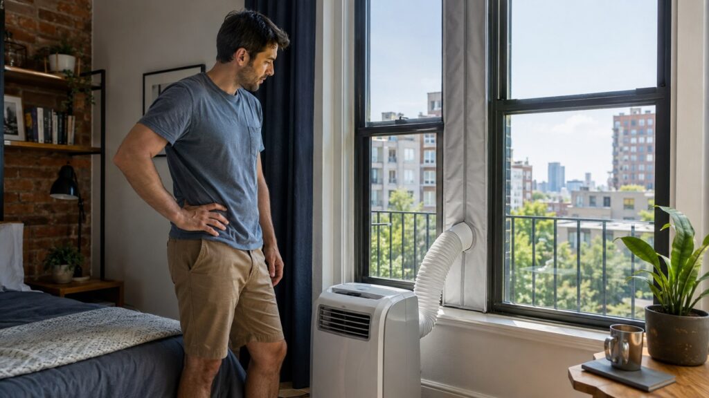 Climatiseur mobile en appartement : où placer le tuyau d’évacuation sans percer la fenêtre