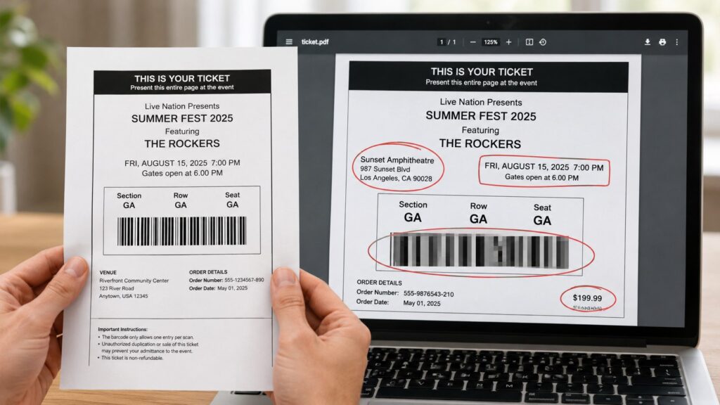 Billets de concert revendus sur les réseaux sociaux : 12 contrôles pour repérer un faux PDF avant de payer