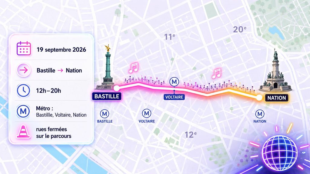 Techno Parade Paris 2026 : parcours, horaires, métro et rues fermées le 19 septembre