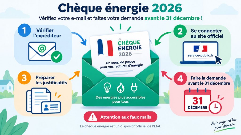 Chèque énergie 2026 : le mail reçu début septembre est-il vrai et comment faire la demande avant le 31 décembre