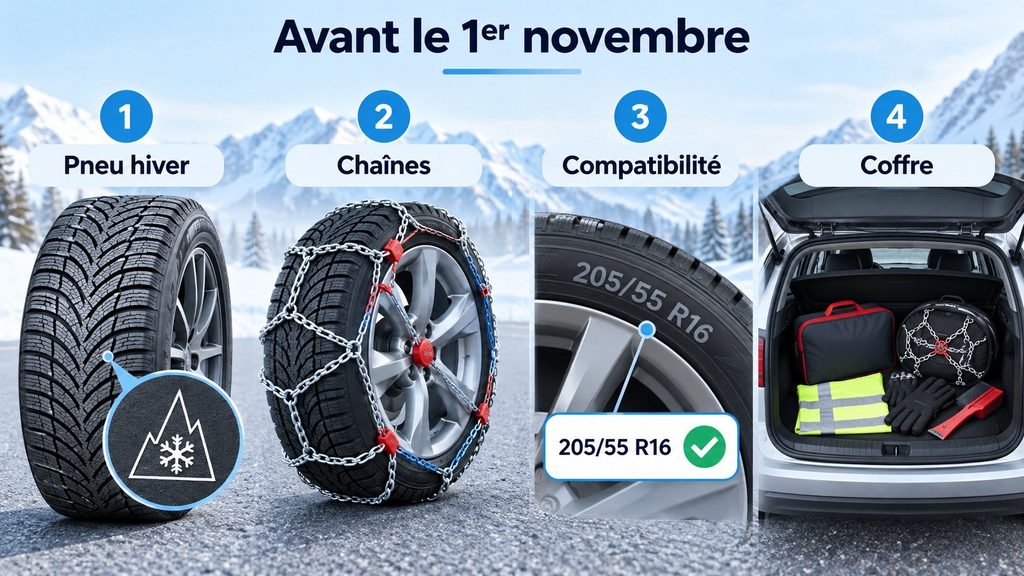 Pneus hiver ou chaînes : ce qu’il faut obligatoirement avoir avant le 1er novembre 2026