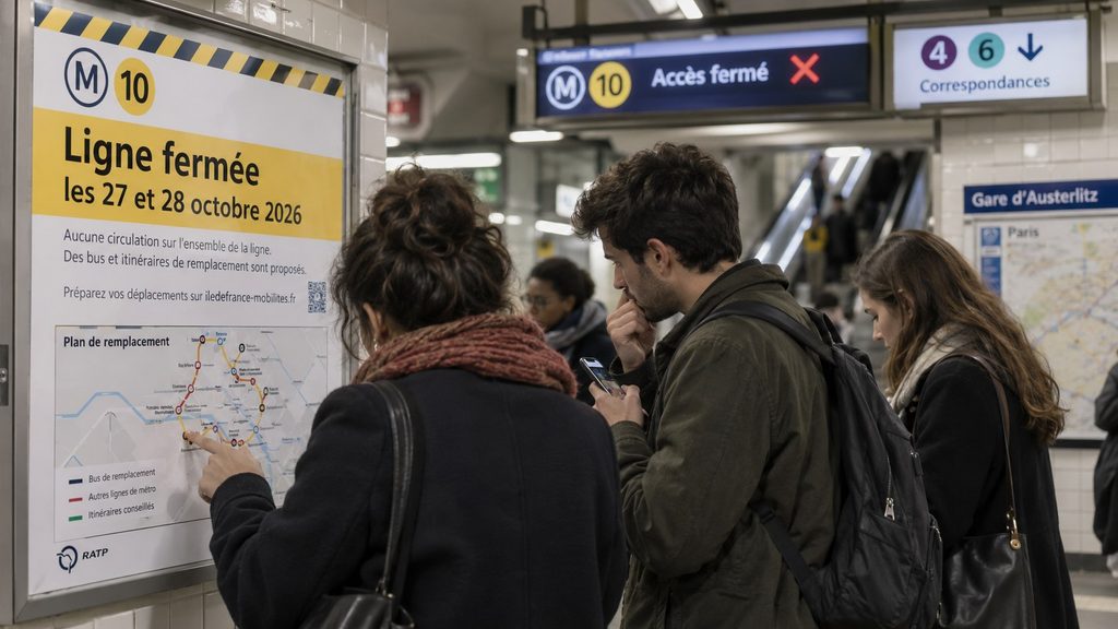 Métro ligne 10 fermé les 27 et 28 octobre 2026 : à partir de quelle heure et comment contourner la coupure