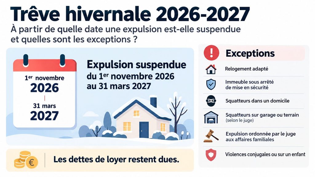 Trêve hivernale 2026-2027 : à partir de quelle date une expulsion est-elle suspendue et quelles sont les exceptions