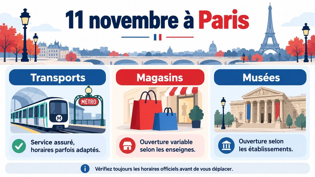 11 novembre à Paris : transports, magasins et musées ouverts ou fermés en 2026