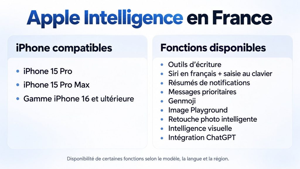 Apple Intelligence en français : quels iPhone sont compatibles et quelles fonctions sont disponibles en France 2026