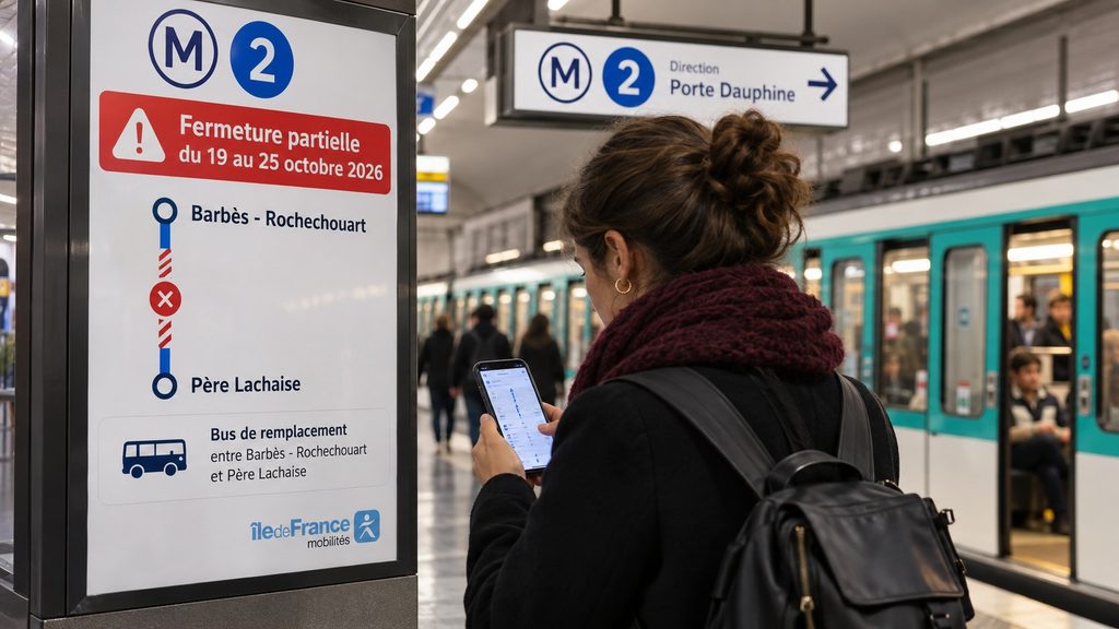 Métro ligne 2 fermé du 19 au 25 octobre 2026 : quelles stations sont coupées et quel itinéraire choisir