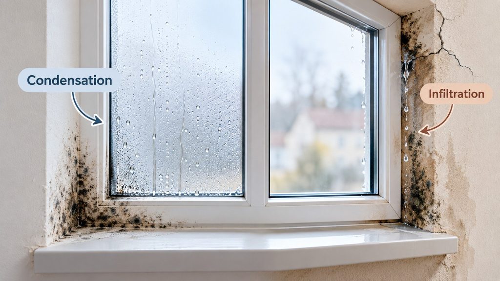 Moisissure autour des fenêtres : condensation ou infiltration