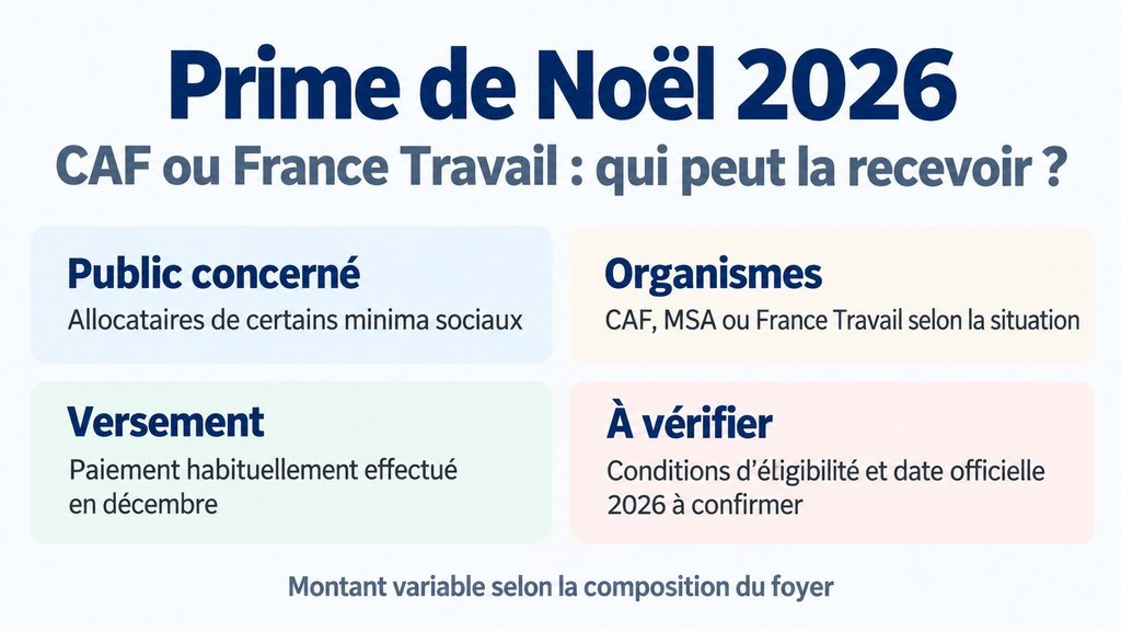 Prime de Noël 2026 : qui pourra la recevoir et quand sera-t-elle versée par la CAF ou France Travail