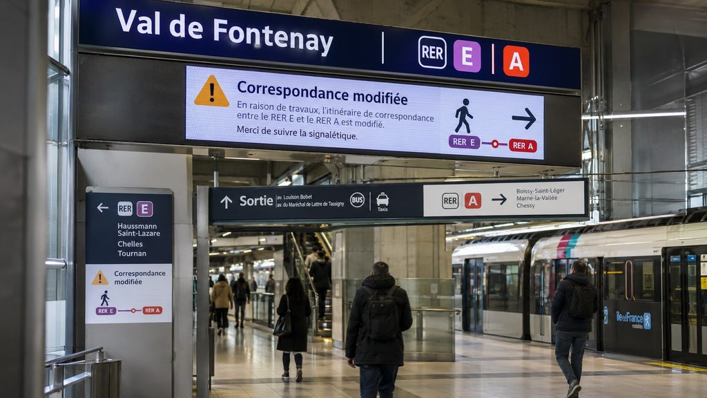 Val de Fontenay : la correspondance RER E → RER A change du 19 octobre au 18 décembre 2026