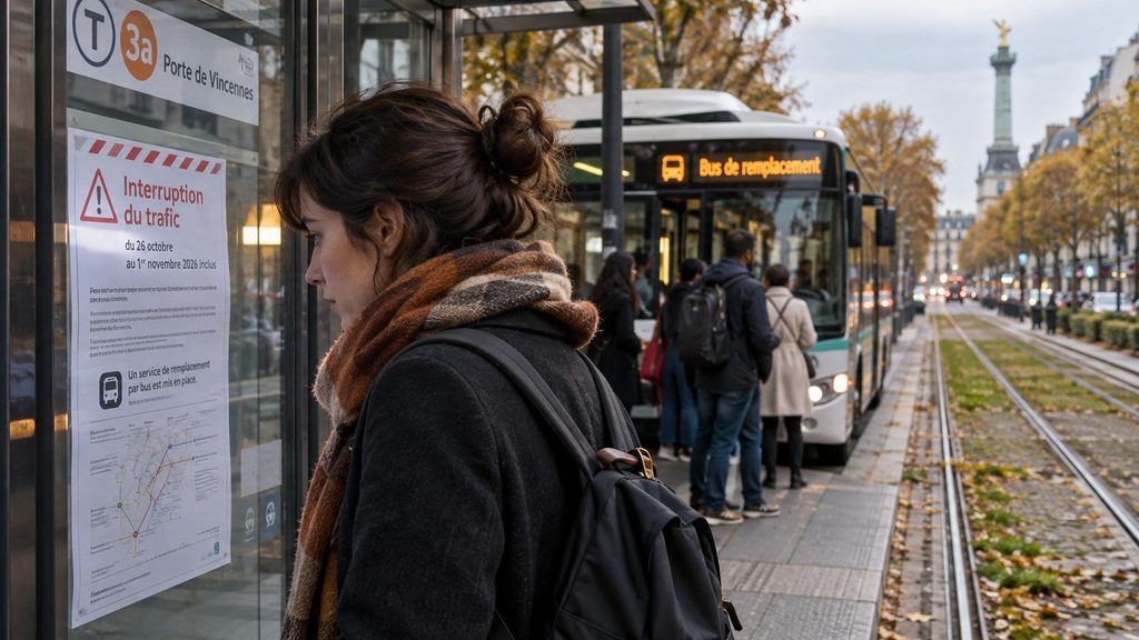 Tramway T3a fermé du 26 octobre au 1er novembre 2026 : stations touchées et bus de remplacement