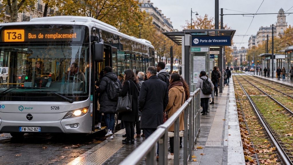 Tramway T3a fermé du 26 octobre au 1er novembre 2026 : stations touchées et bus de remplacement